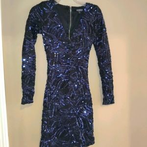 Black and blue sequin dress